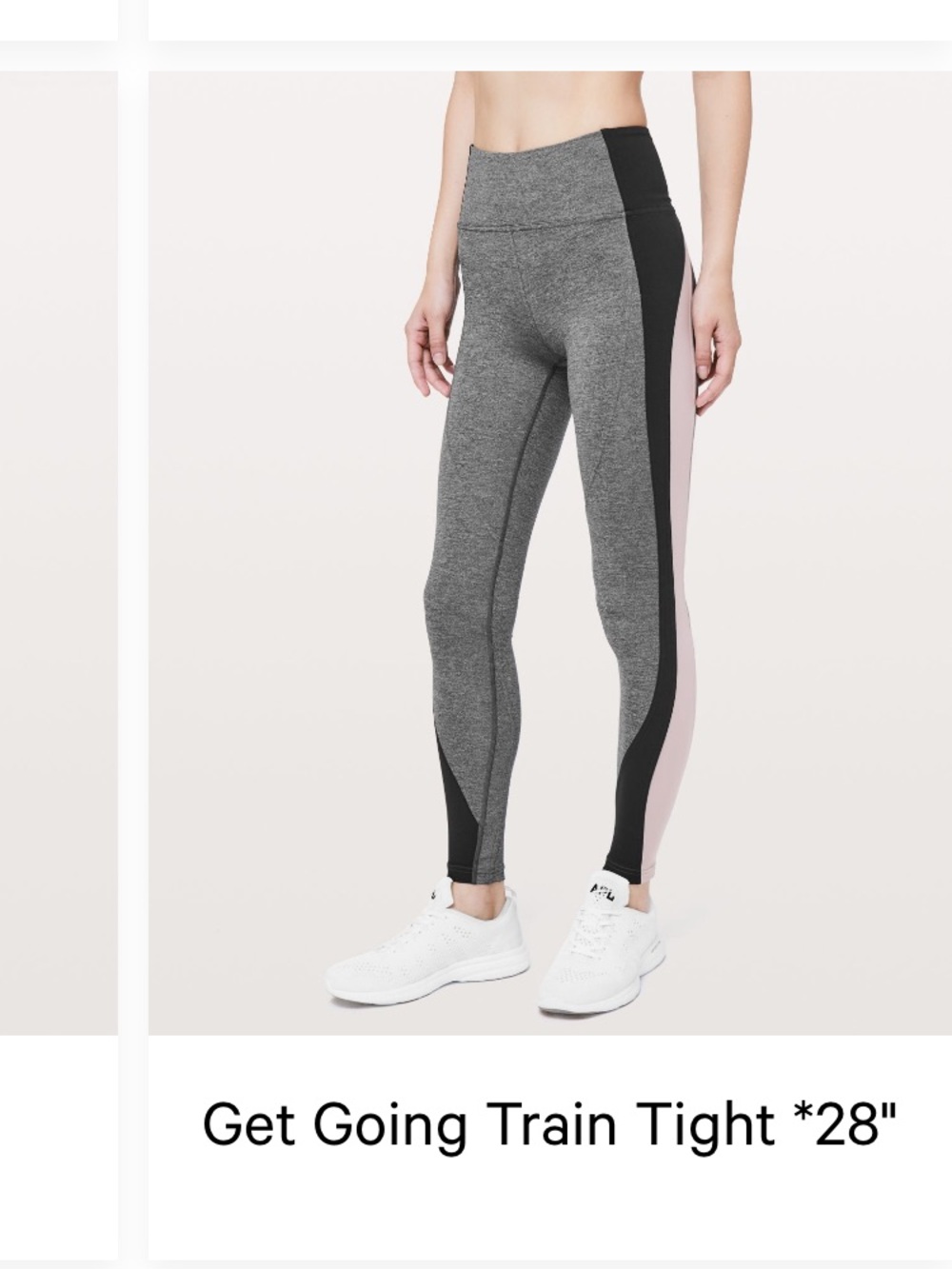 lululemon athletica Gray Leggings with Black & Light Pink Side Panels